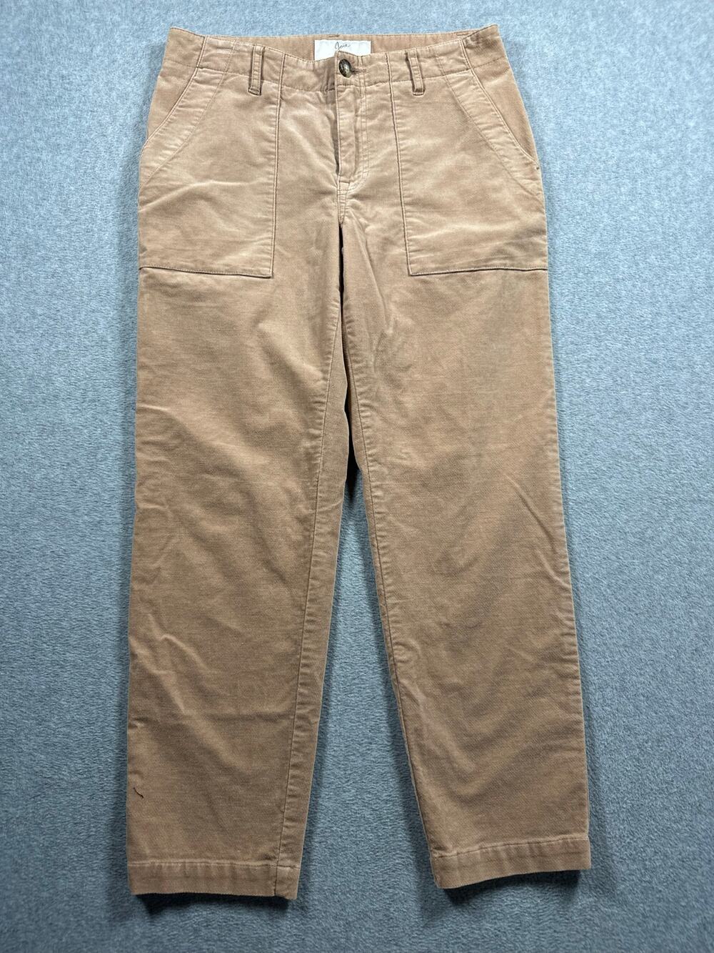 Joie Chino Straight Leg Pant Women's 26 Brown Mid Rise Patch Pockets